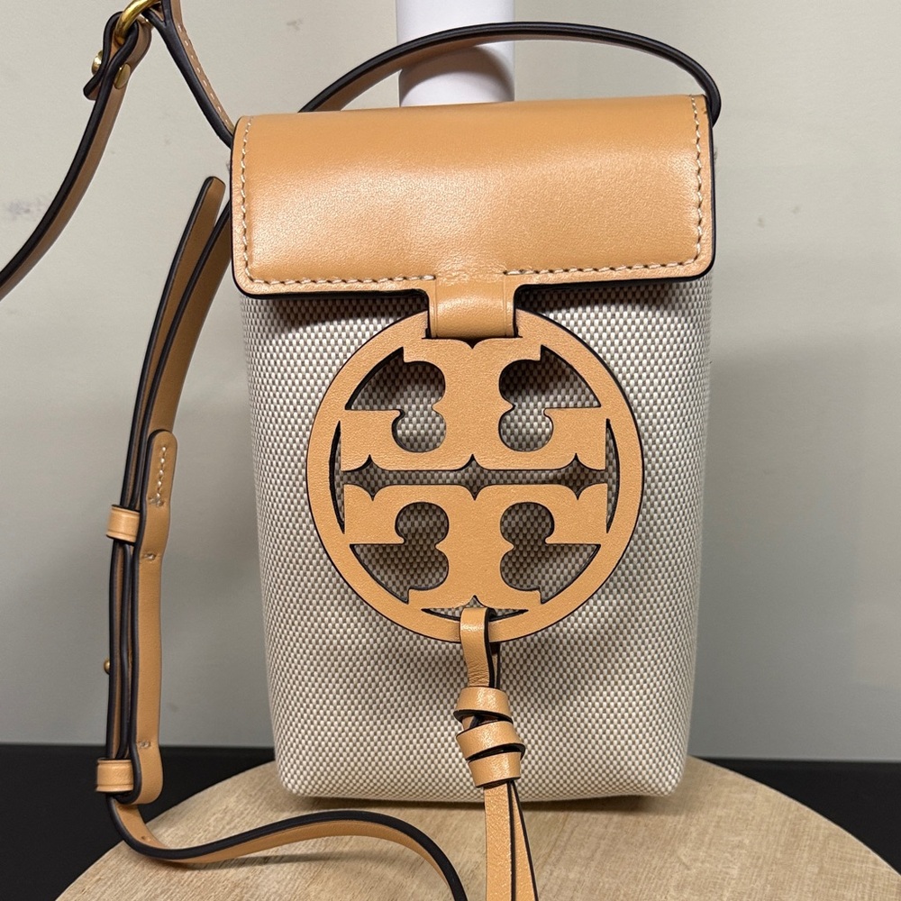 Tory Burch Miller Natural Vachetta Phone Crossbody - Picture 2 of 14
